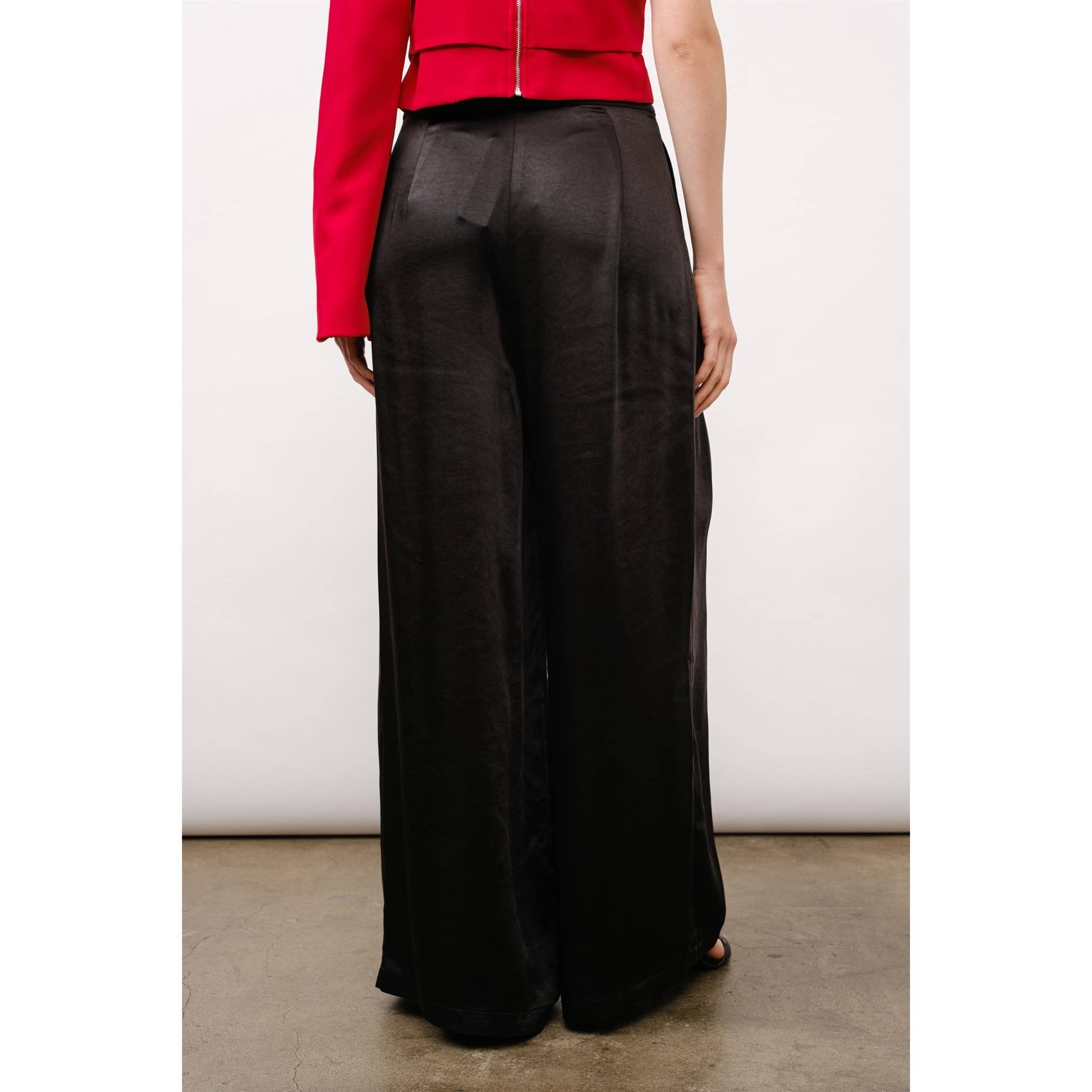 INA - Vente Pantalon – femme - Pantalon large en satin avec pli avant18