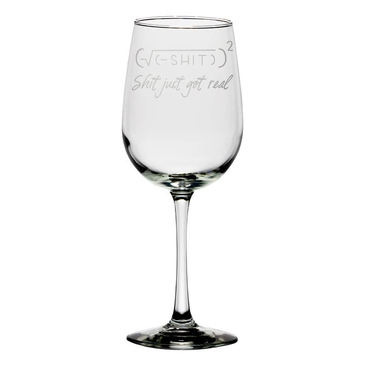 Mixing Spirits - Wholesale Wine Glass - Shit Just Got Real Math Joke Wine Glass2