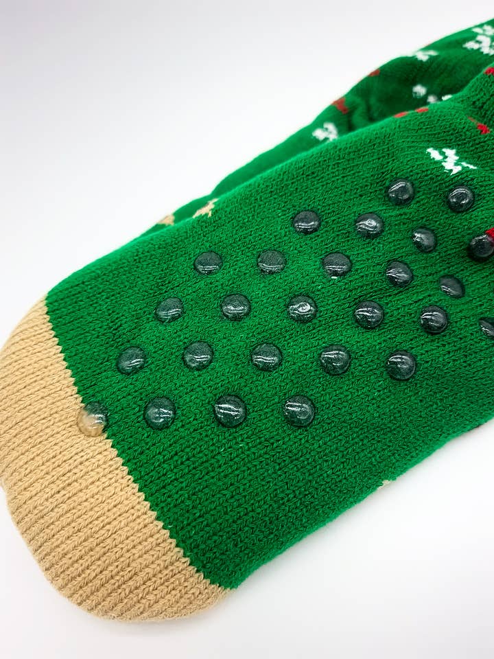 Snazzy Santa - Wholesale Socks - Unisex - Cozy Socks Green with Rudolph3