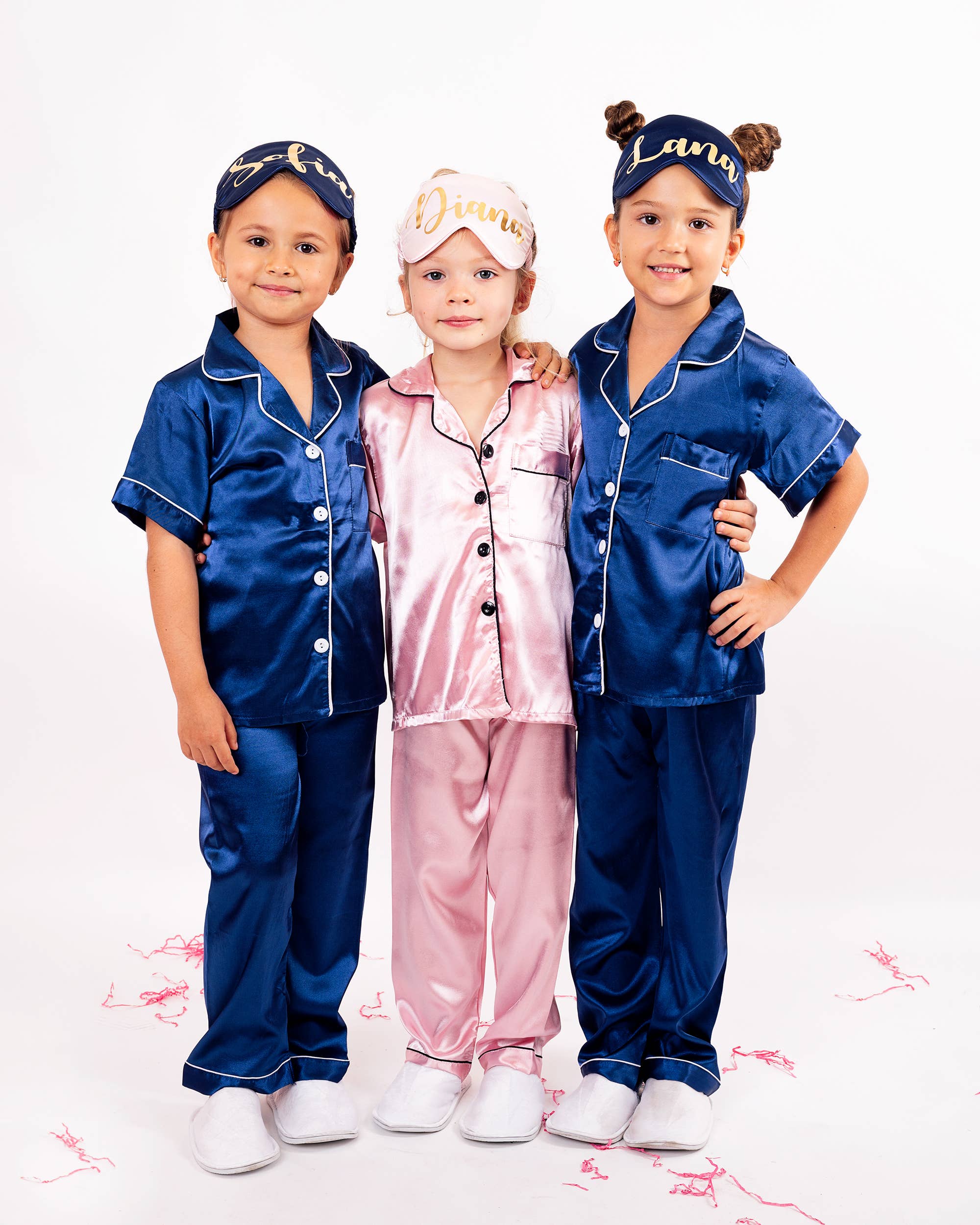 Sisters G Kids - Wholesale Sleepwear Set - Kids - Kids Satin Pajamas Short Sleeves + Pants 24