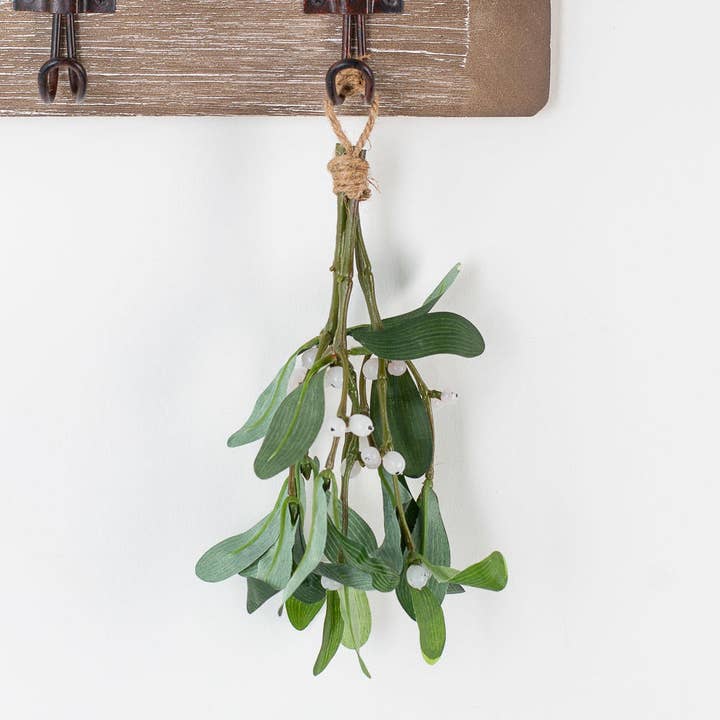 Factory Direct Craft - Wholesale Artificial Flowers - 8" Hanging Artificial Mistletoe with Jute Hanger1