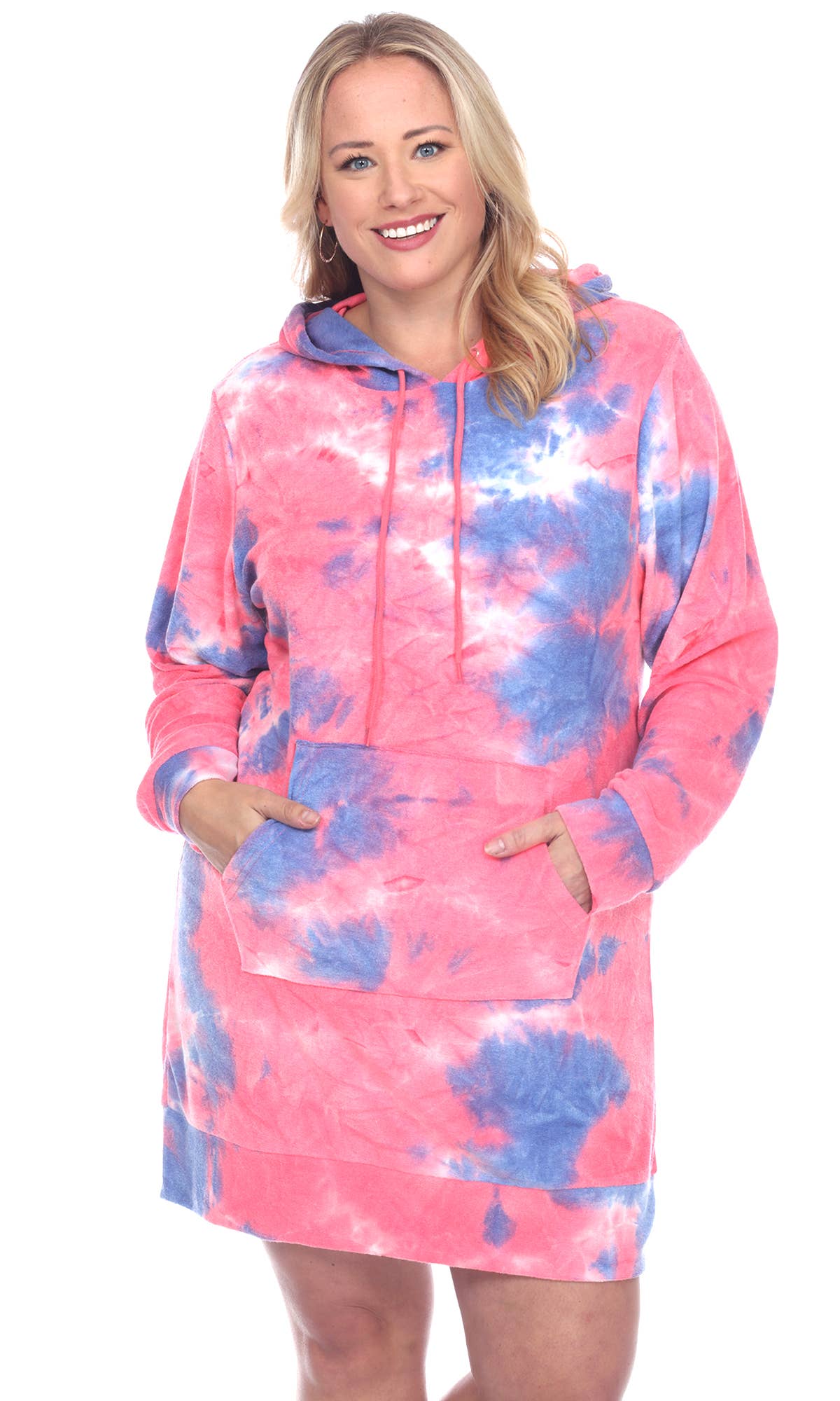 WHITE MARK – Vestido - Mulher por atacado – Vestido de moletom com capuz Plus Tie Dye4