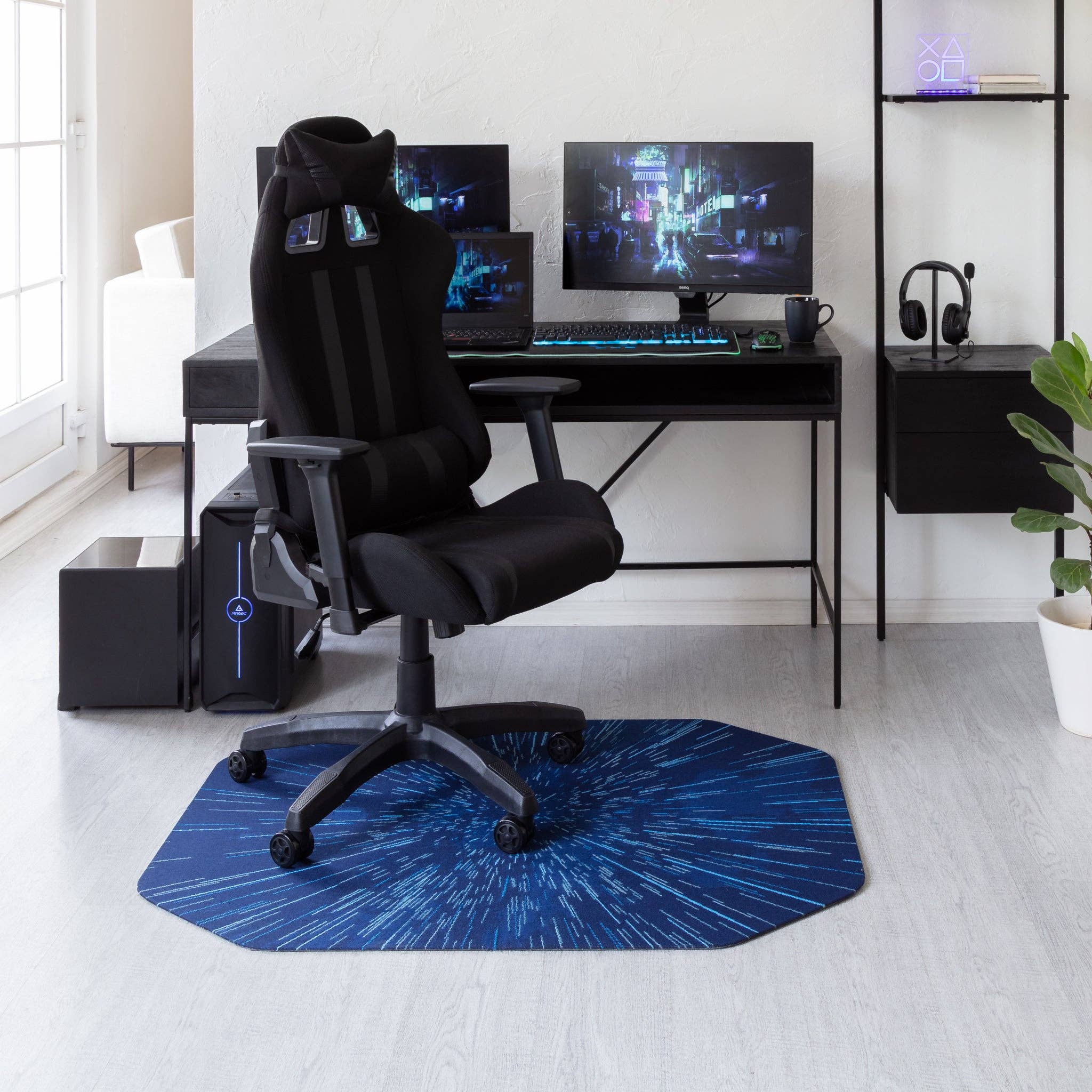 Anji Mountain - Wholesale Floor Mat - Galaxy Blue Gaming Rug'd Chair Mat™2