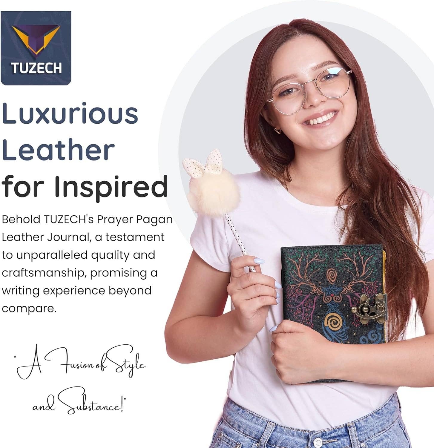 Tuzech Leather – wholesale Journal och dagbok – TUZECH läderklätt anteckningsbok med grimoirestil och ojämna kanter för män och kvinnor74