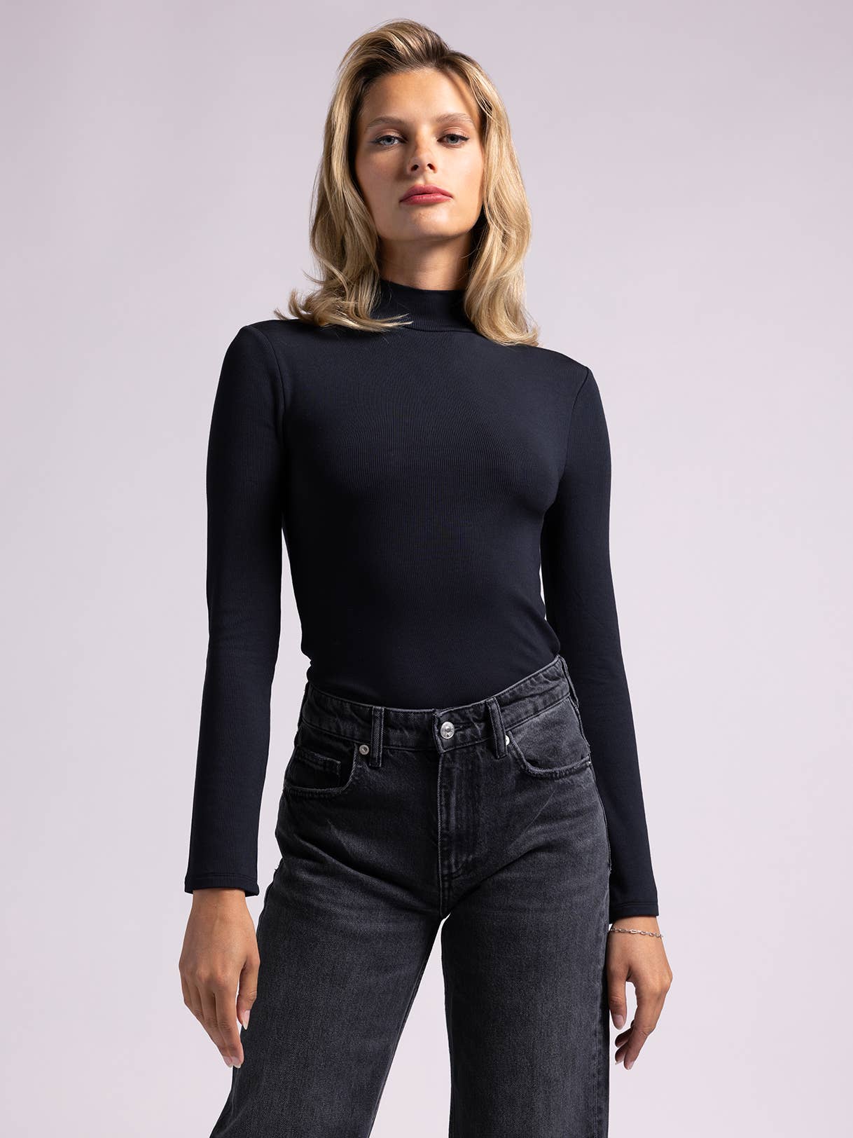 Weekend Los Angeles - Wholesale Knit Top - Women's - Mock Neck Microribbed Long Sleeve - MONROE TOP9