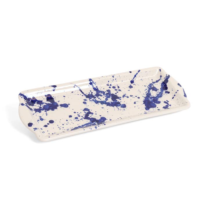 Rectangular Platter Blue Splatter for wholesale by ABS Pottery