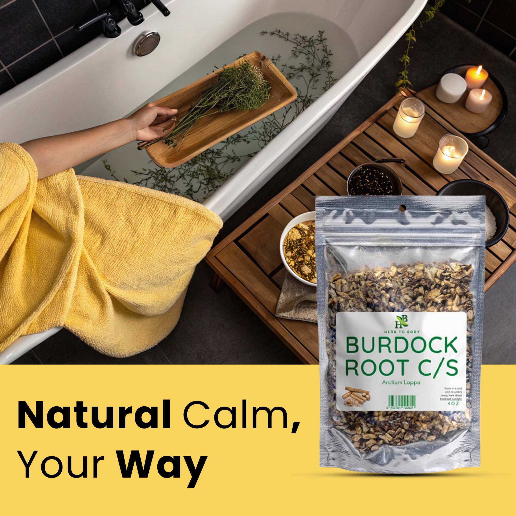 Herb To Body - Wholesale Herbs - Burdock Root C/S 4oz4