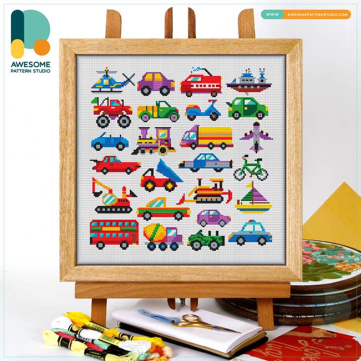 CS1650 Vehicles Collection, Counted Cross Stitch Kit for wholesale by Awesome Pattern Studio