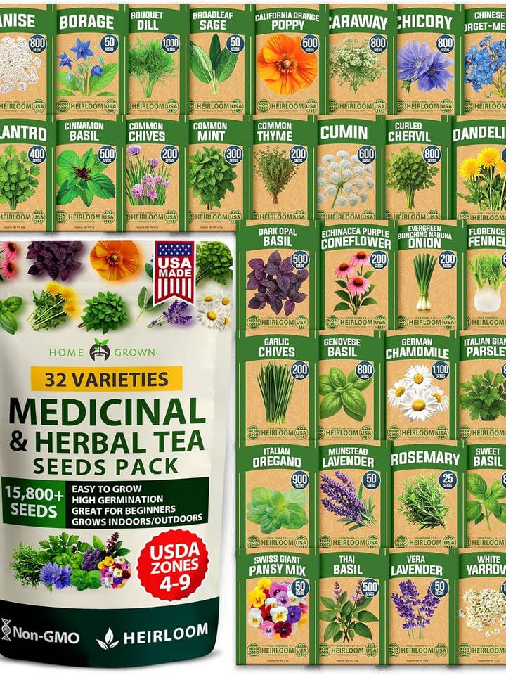 HOME GROWN Medicinal & Tea Herb Seeds – 32 Varieties
for wholesale by Homegrown Garden