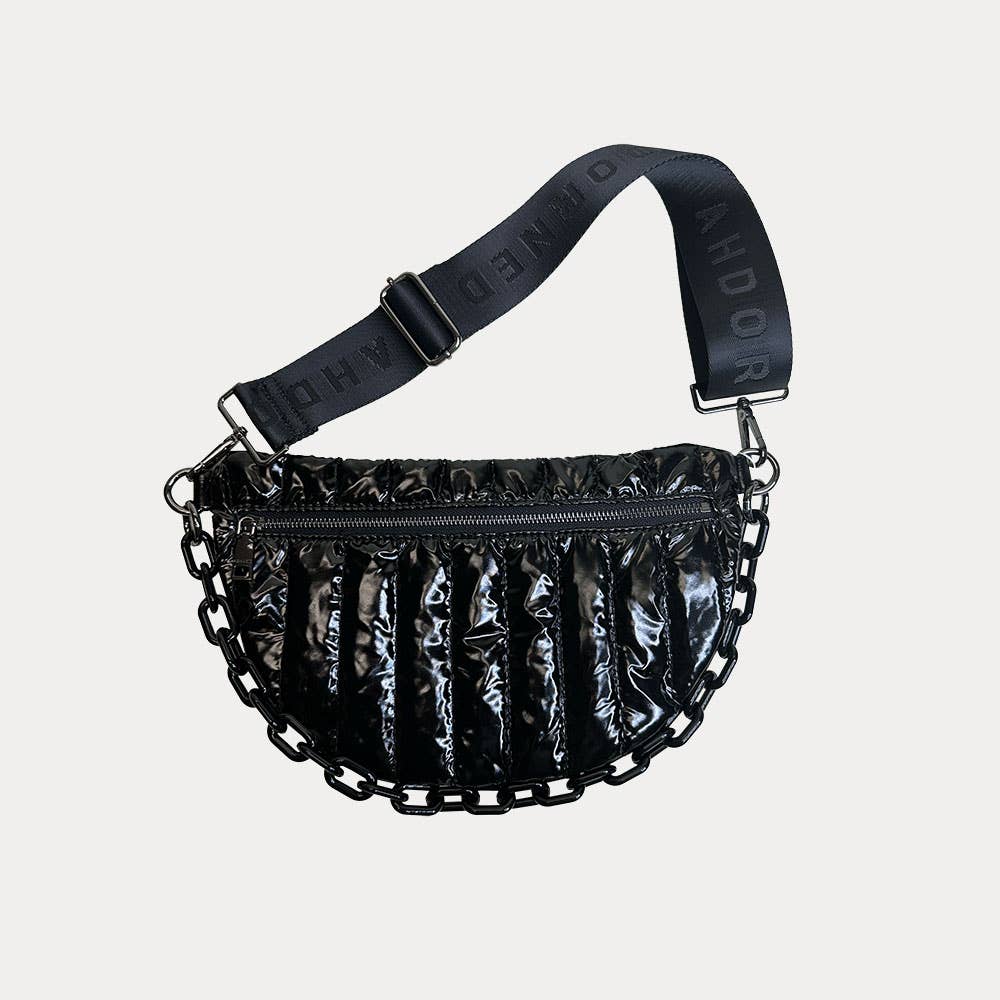 AHDORNED - Wholesale Belt Bag - Women's - Reese Quilted Sling/Waist Bag w/Black Resin Chain & 2" Solid22