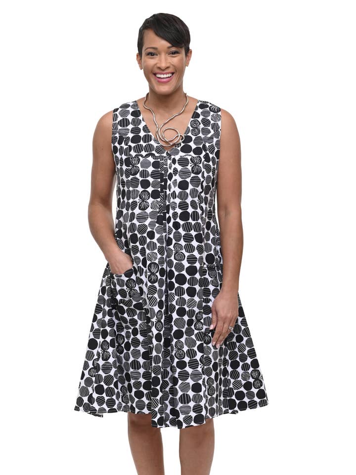 Tulip Clothing - Wholesale Dress - Women's - CV656 Poppie Dress in White Marbles