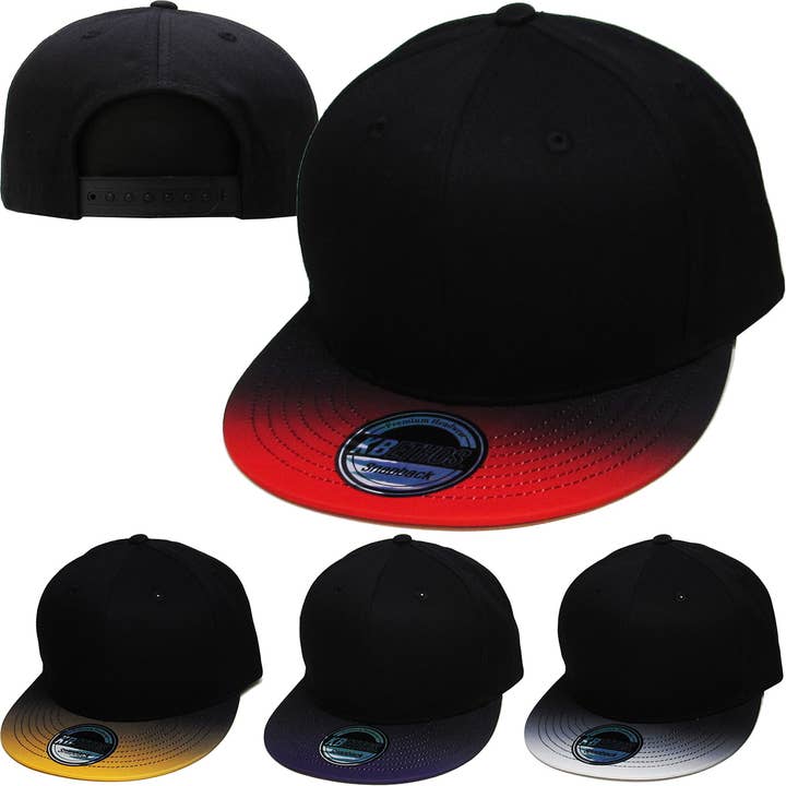 KBETHOS - Wholesale Flat Brim Cap - Men's - Ombre Brim Snapback