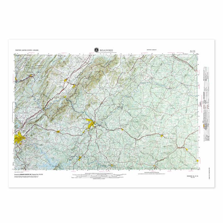 Roanoke, VA Raised Relief Map by Hubbard for wholesale by Map Shop