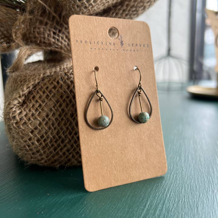 Frolicking Leaves - Wholesale Dangle Earrings - Jasper Tear Drop Earrings2
