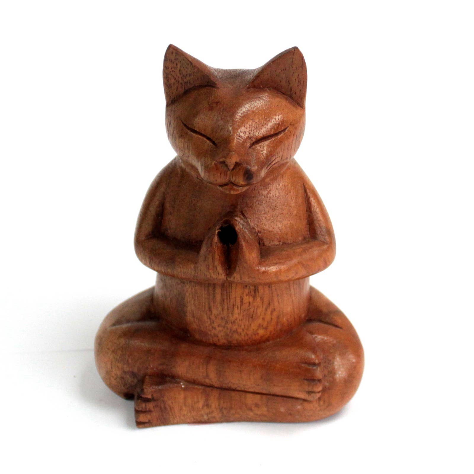 AWGifts Europe - Wholesale Incense Holder - Wooden Carved Incense Burners - Med Yoga Cat2