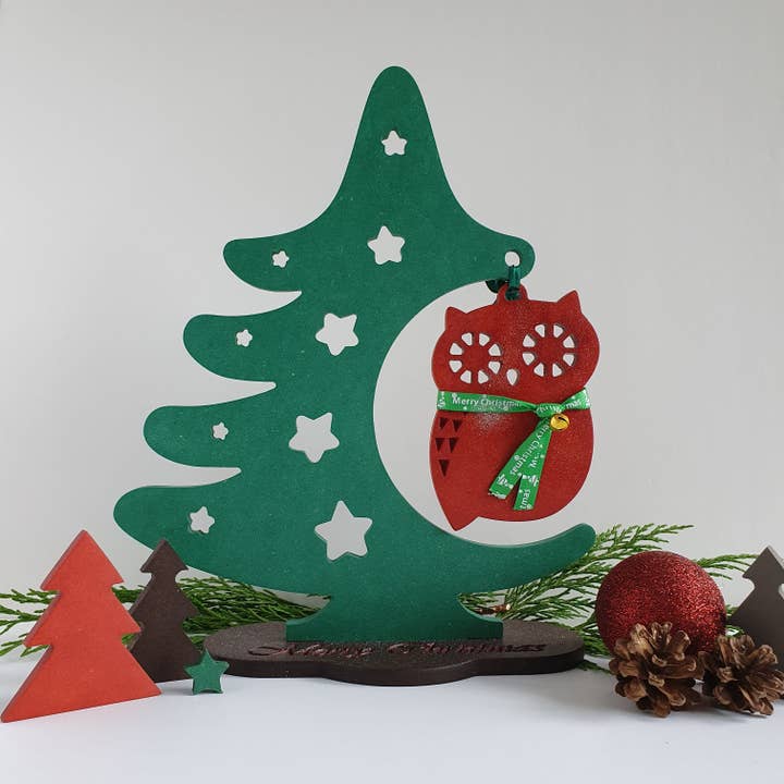 Trä julgran | Uggla för wholesale av Wood Art Shop