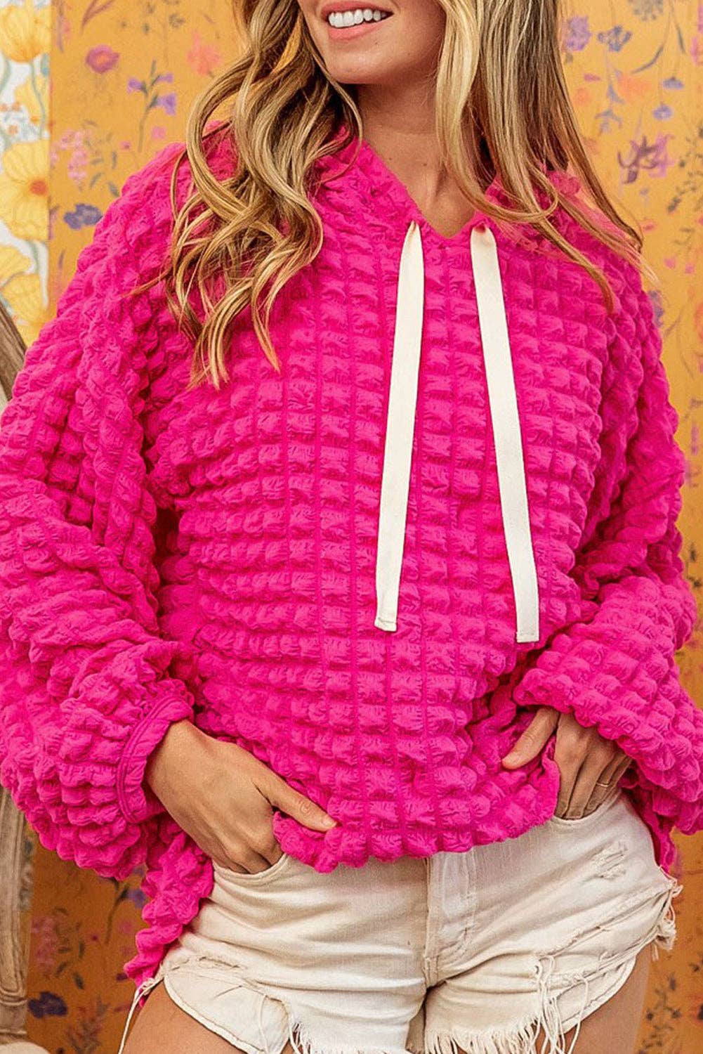 Lovesoft - Vente Sweat à capuche – femme - Sweat à capuche gaufré texturé à bulles3