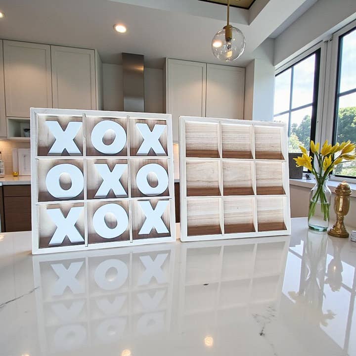 Gia Roma - Wholesale Decorative Tabletop Object - Wooden Tabletop Game + Decor, Tic Tac Toe Wood Game, Rustic52