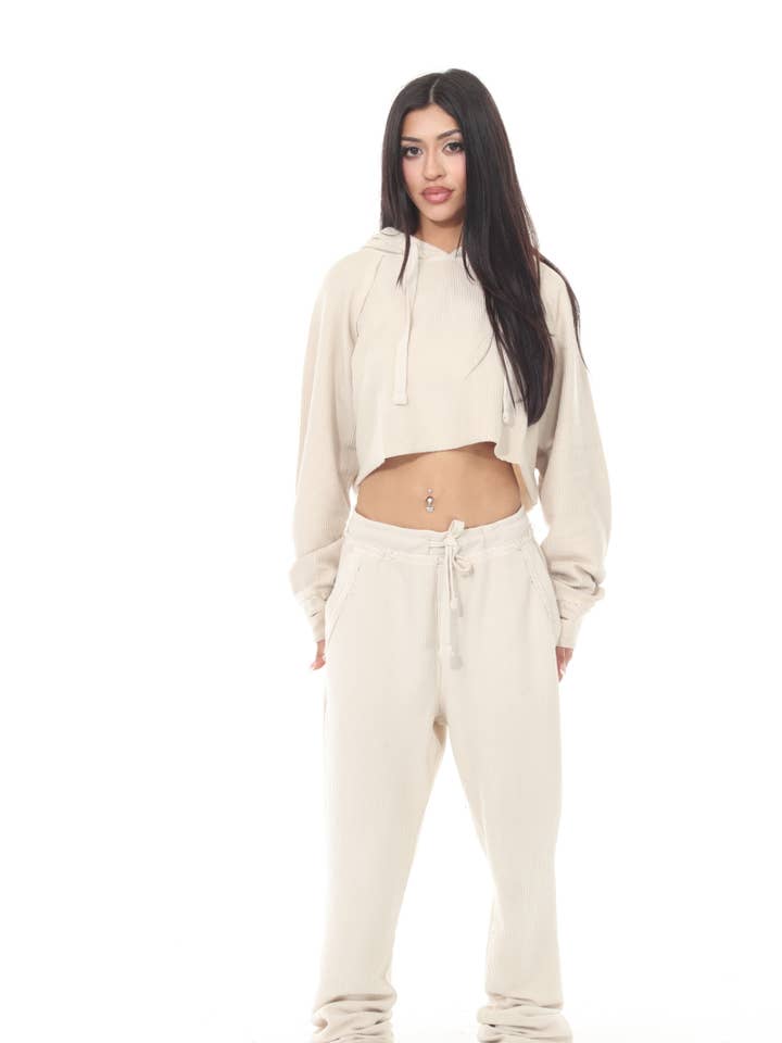 Cropped Oyster Flared Sweatsuit for wholesale by Stylo