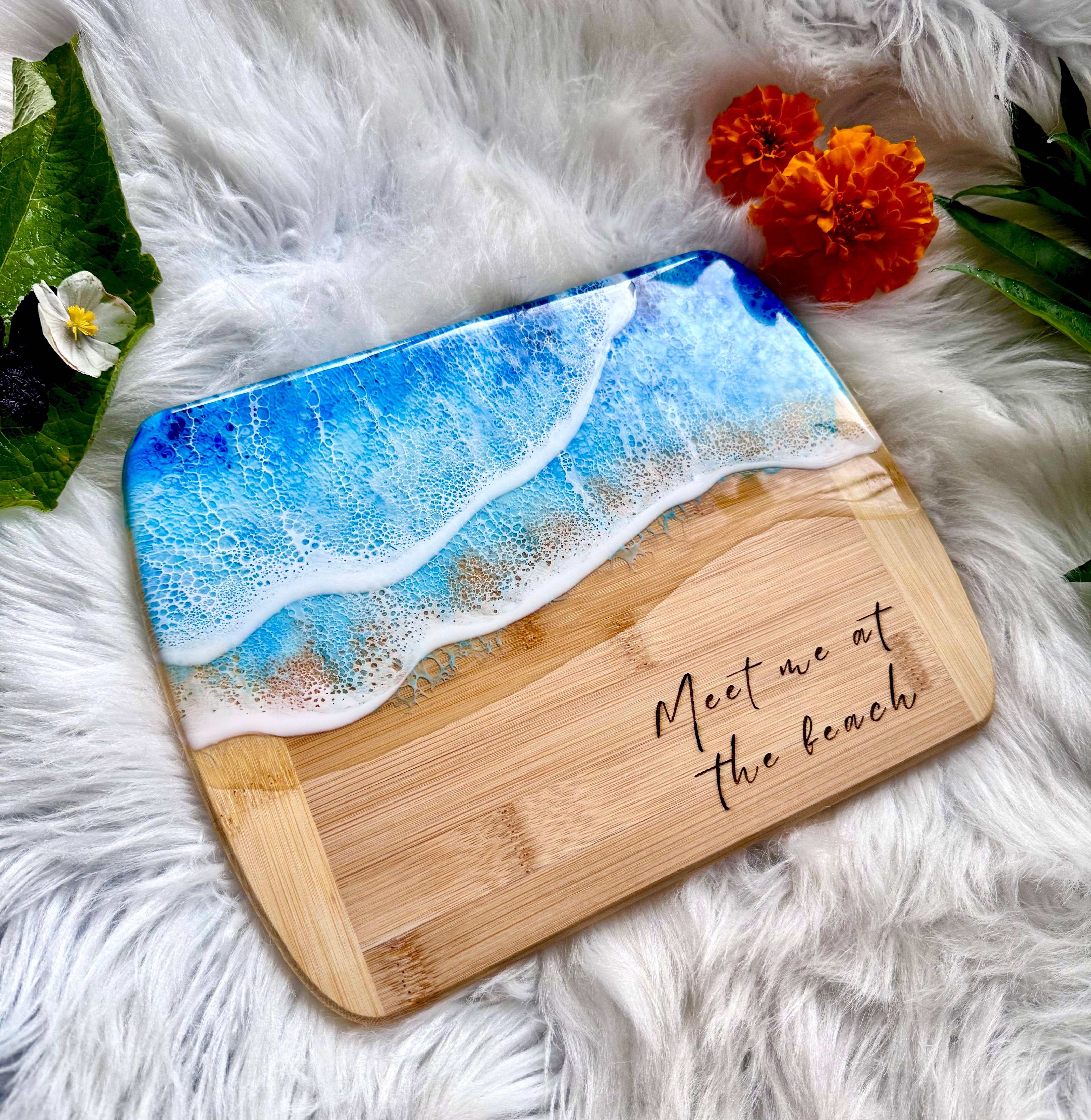 TBM Creations LLC - Wholesale Cutting Board - MEET ME AT THE BEACH Charcuterie board | Resin Cheese board4
