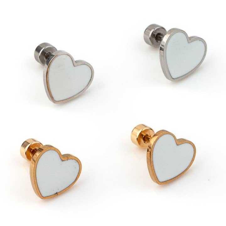 Steel Heart Earring Child GKE230323CB for wholesale by Shebiju