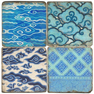 Himalayan Clouds - Tumbled Marble Coasters Set/4 for wholesale by Studio Vertu