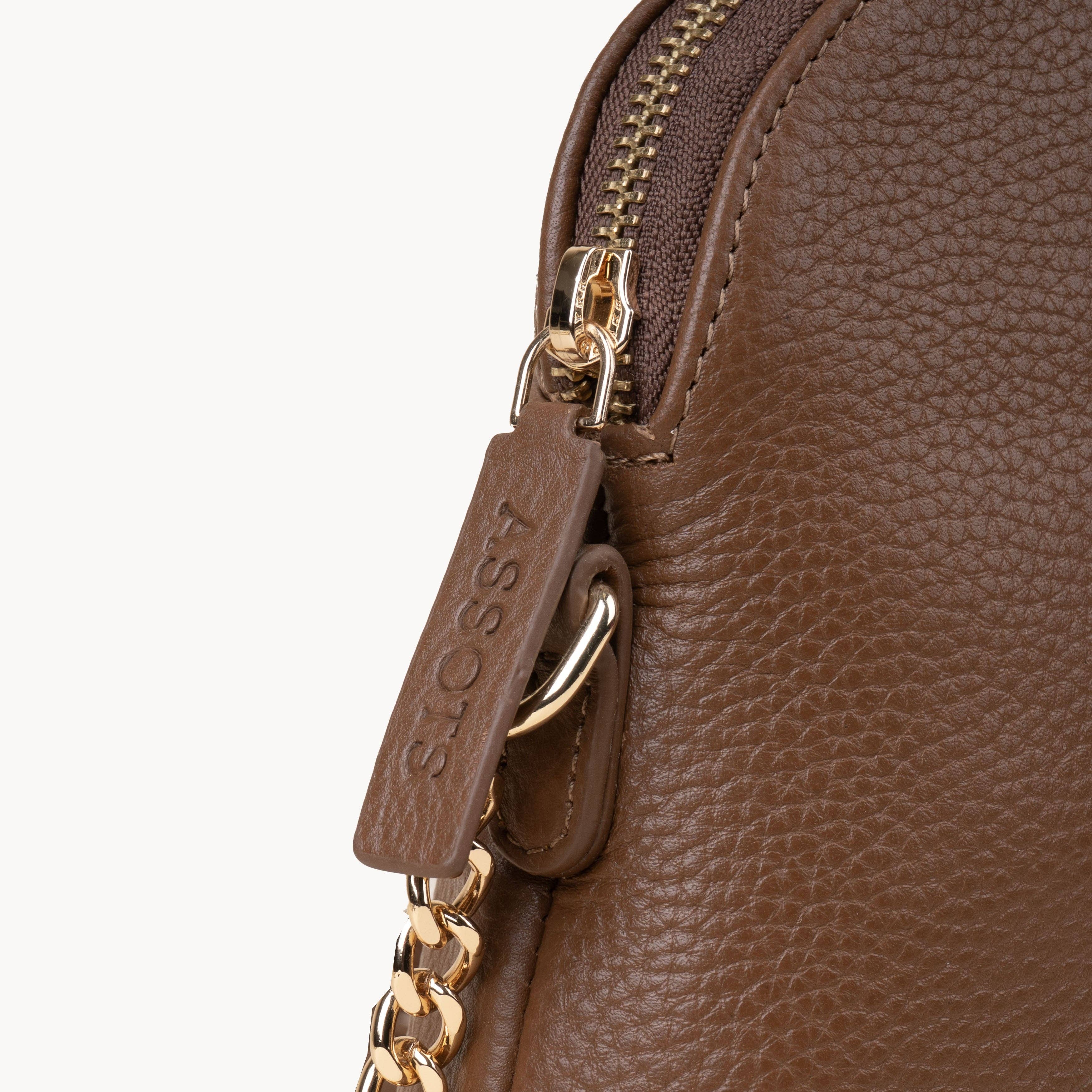 Assots London – wholesale Crossbody bag – Women's – 'DOVE' Tan Pebble Grain Real Leather Crossbody Bag2