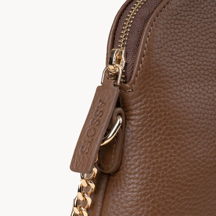 Assots London – wholesale Crossbody bag – Women's – 'DOVE' Tan Pebble Grain Real Leather Crossbody Bag2