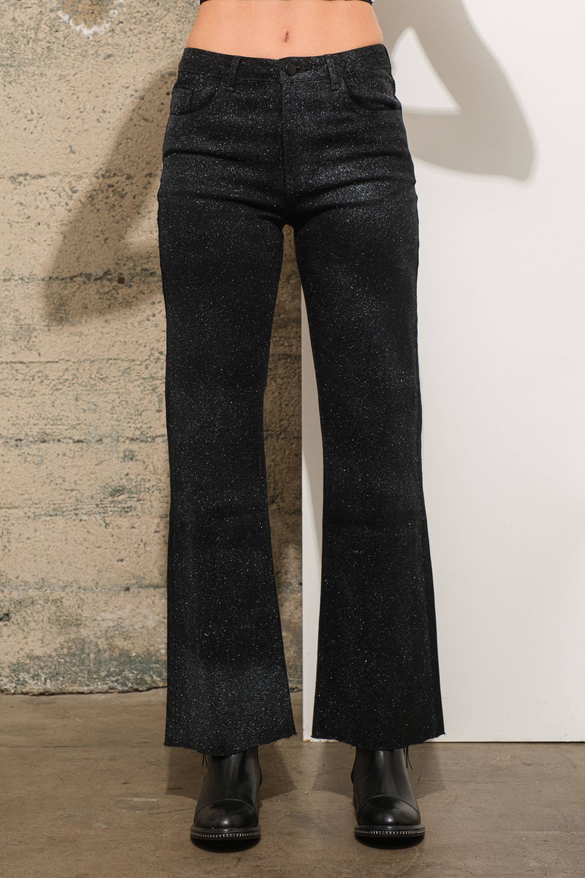 LÄTT TVÄTT 80135P-Lätt skimrande glittrande stretchjeans i mellanhöjd för wholesale på Faire7