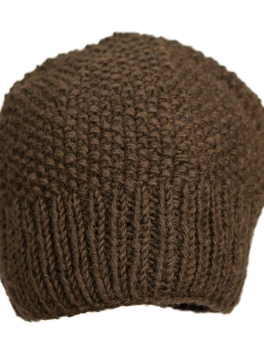 Brun ullstickad keps Plain Karishma för wholesale av Earth Divas