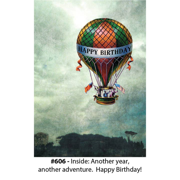 "Balloon Ride" - Vintage Art Style Birthday Card for wholesale by Magik Missile