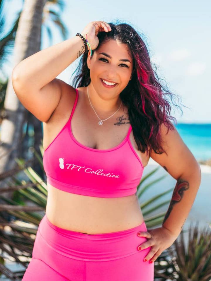 Arashi Pink Sports Bra for wholesale by The Fit Traveler Collection