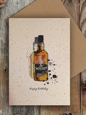 Cartão de Garrafas de Whisky de Aniversário BD320 por atacado de Wee Wishes
