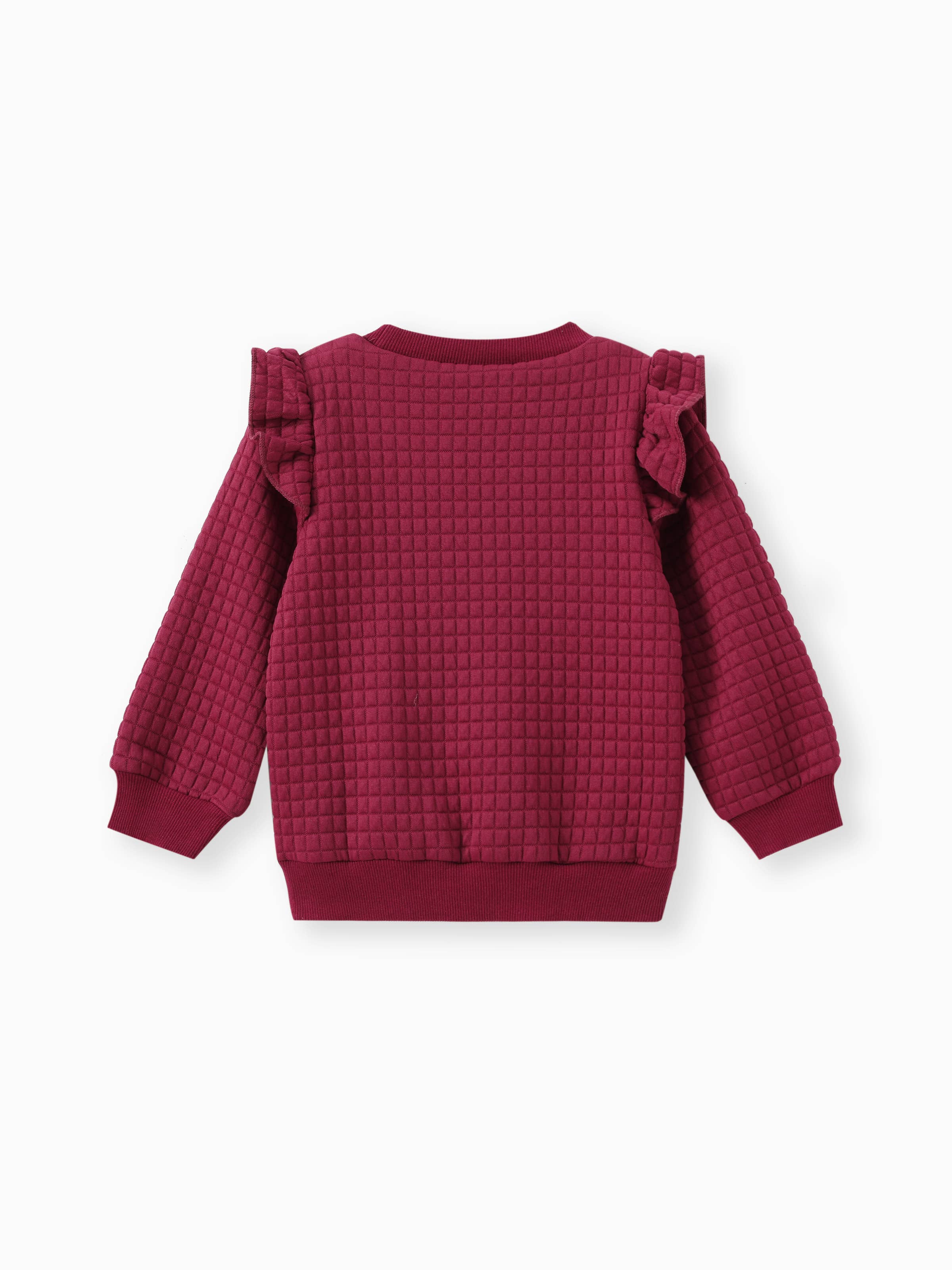 PatPat – wholesale Sweatshirt - Kids – Toddler Girl Casual Soild Colored Ruffles Sweatshirt3