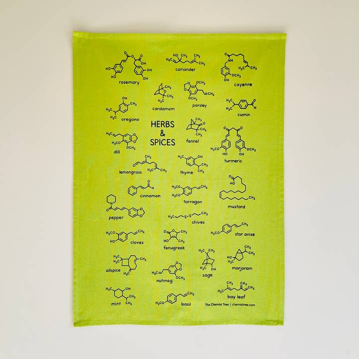 Herbs and Spices Tea Towel for wholesale by The Chemist Tree
