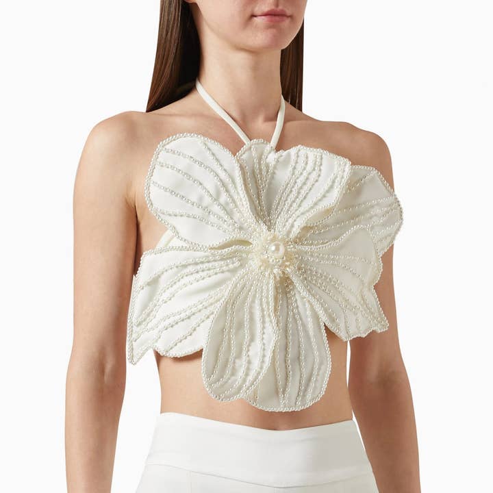 TP015 Beaded Floral Lace-Up Tube Top - Elegance Redefined for wholesale by Productseeker