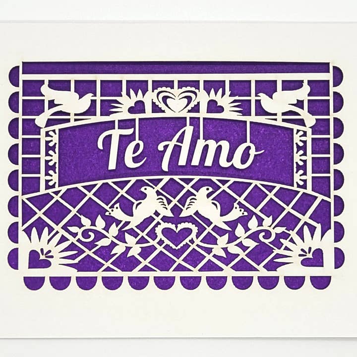 two hermanas - Wholesale Love Card - Te Amo - Papel Picado Spanish Love Card, Laser Cut