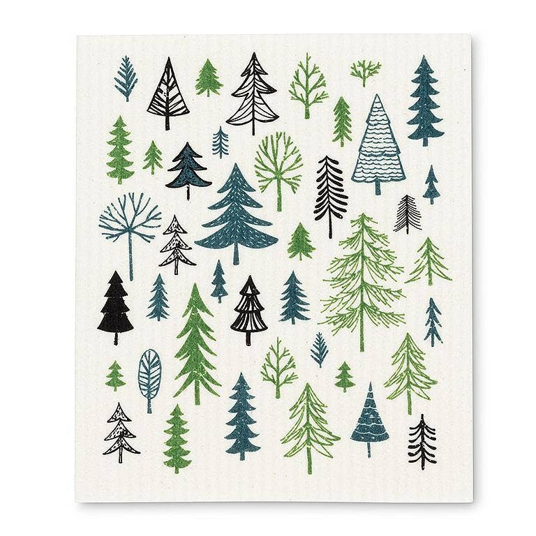 Abbott - Wholesale Dishcloth - S/2 AllOver Trees Dishcloths-6.5x8"L2