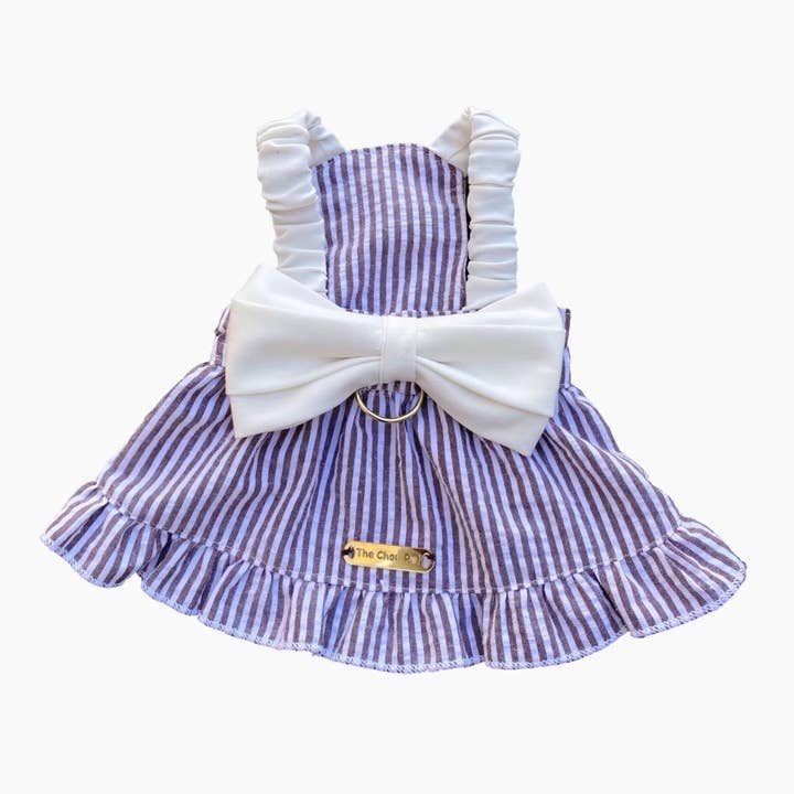 Cotton Striped Pet Dress With Bow for wholesale by The Chou Pet