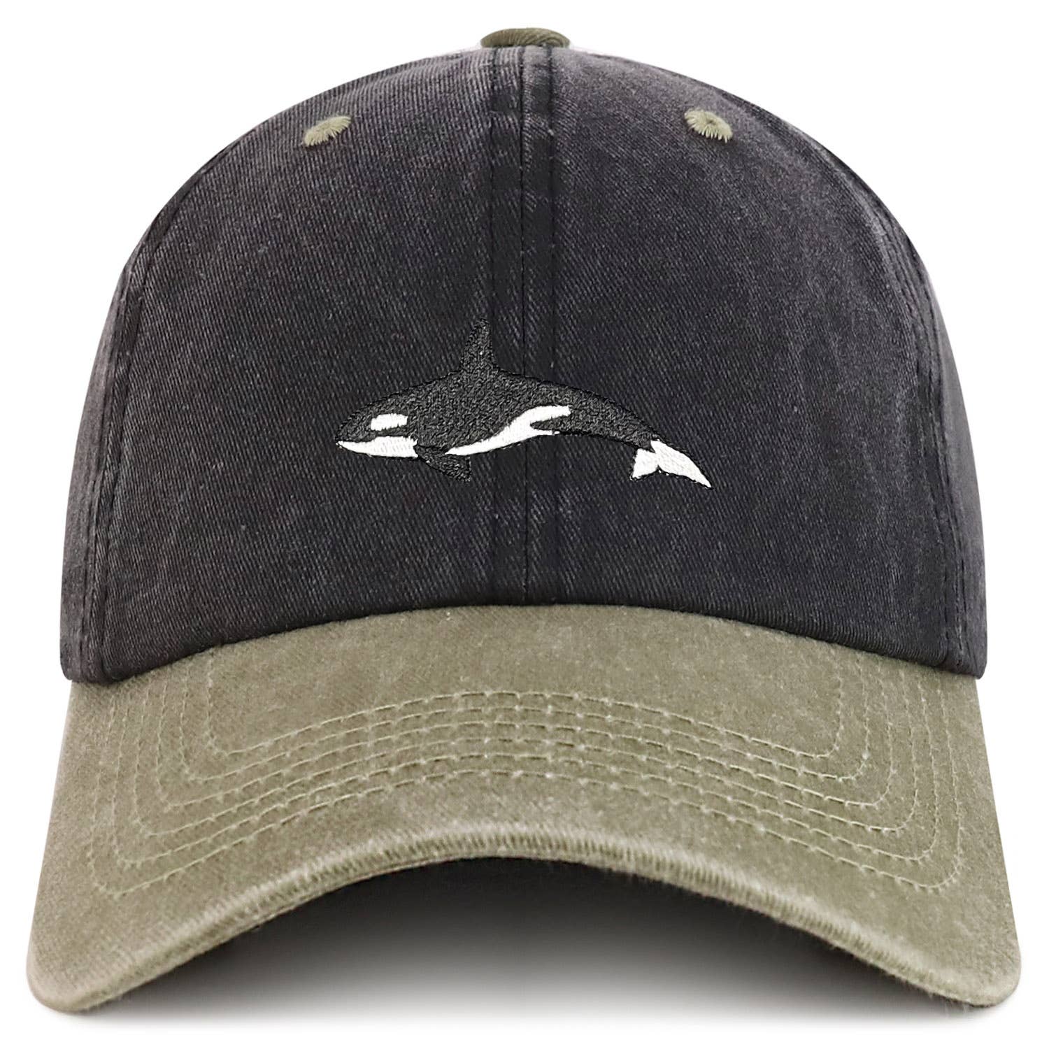 Trendy Apparel Shop - Vendita all'ingrosso Cappellino da baseball - Unisex - Cappello in Cotone 100% Tinto in Pigmento Ricamato con Orca Assassina0