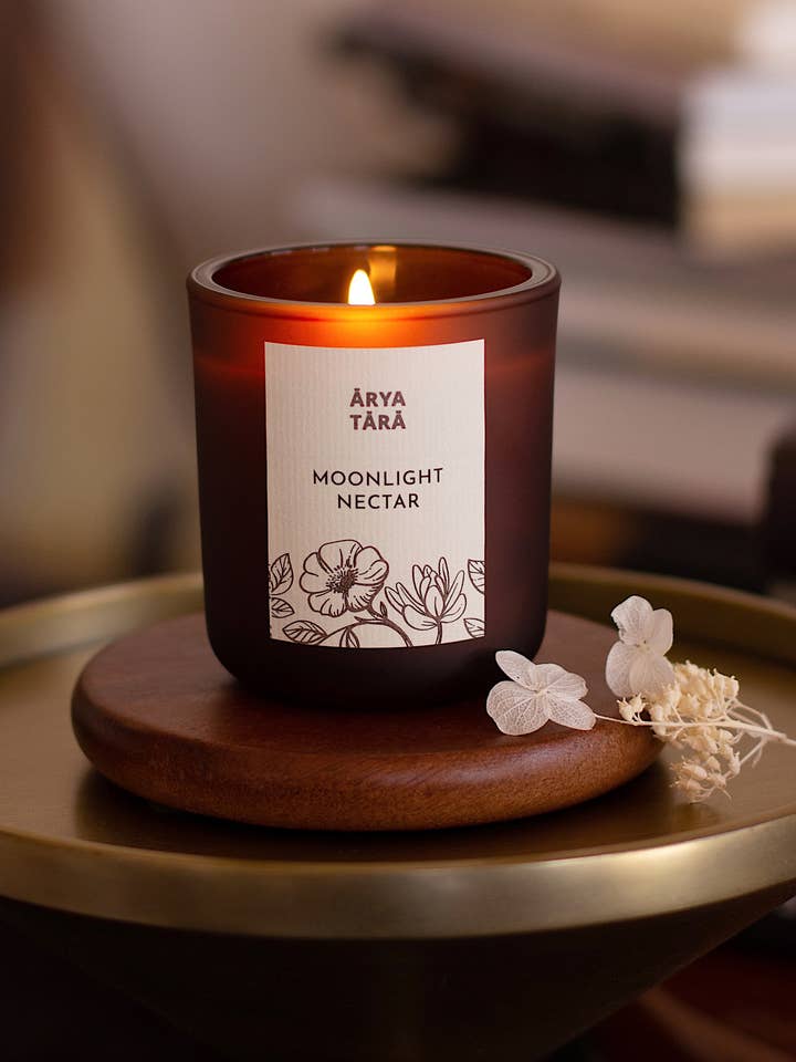 Moonlight Nectar Petite Candle | Fall patchouli honey candle for wholesale by Arya Tara