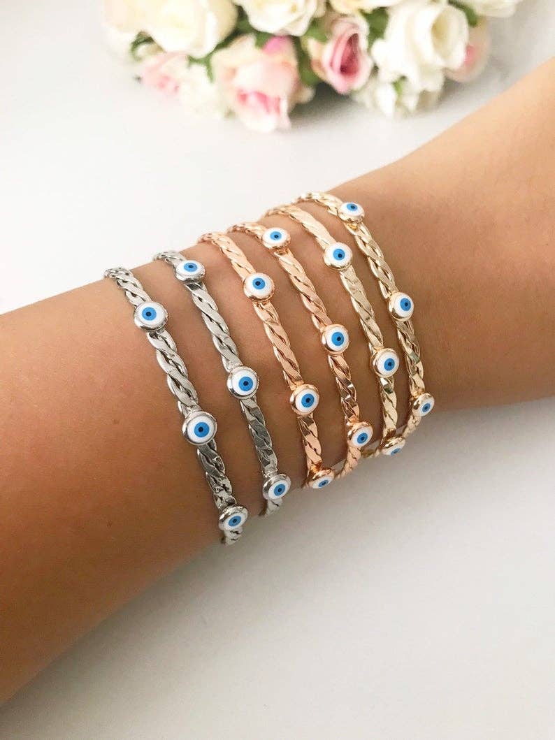 Evileyefavor - Venta al por mayor Brazalete - Pulsera brazalete, Pulsera de cuentas de mal de ojo blanco, Pulsera de mal de ojo1