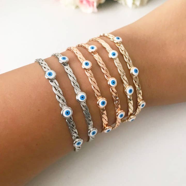 Evileyefavor - Venta al por mayor Brazalete - Pulsera brazalete, Pulsera de cuentas de mal de ojo blanco, Pulsera de mal de ojo1