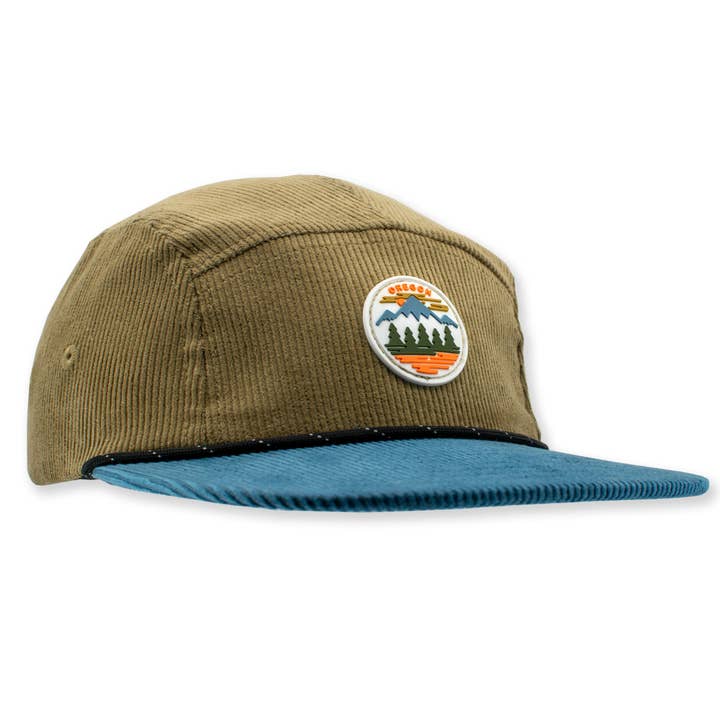 Oregon Fifty Mountain Ranges Corduroy | Flat bill snapback hat for wholesale by Little Bay Root