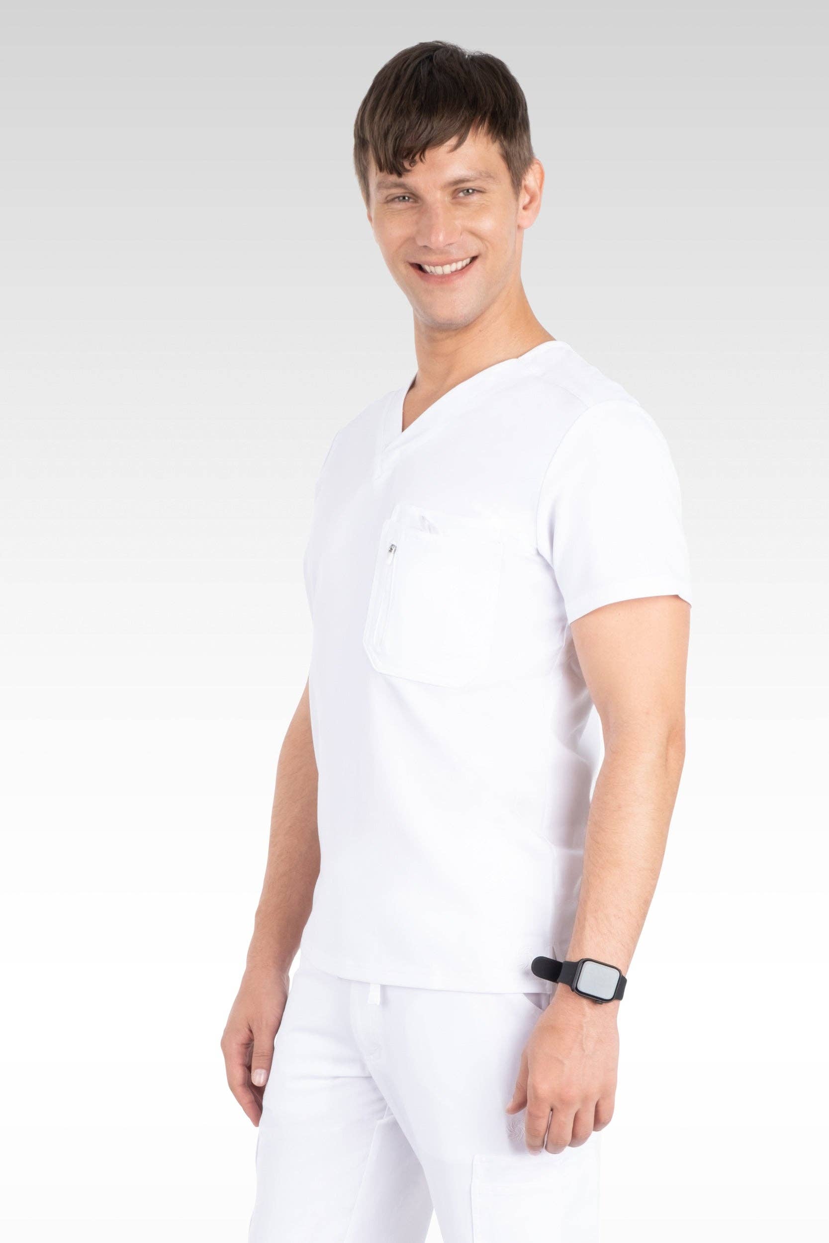 Aura Naturale - Venta al por mayor Uniforme de sanidad - Hombre - Caspian Hombre Clásico Cuello en V con 4 Bolsillos Blusa de Uniforme Médico (95001)29