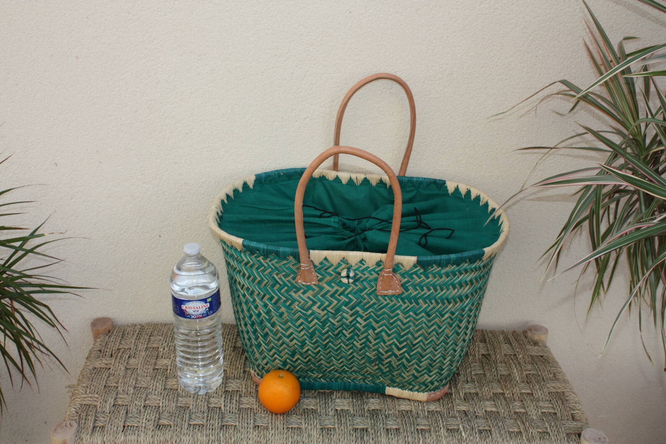 Boutique Huléti - Vendita all'ingrosso Borsa da spiaggia - Borsa Cesta XXL Turchese con Pochette in Tessuto - 3 dimensioni - Shopper per mercato, spiaggia e shopping7