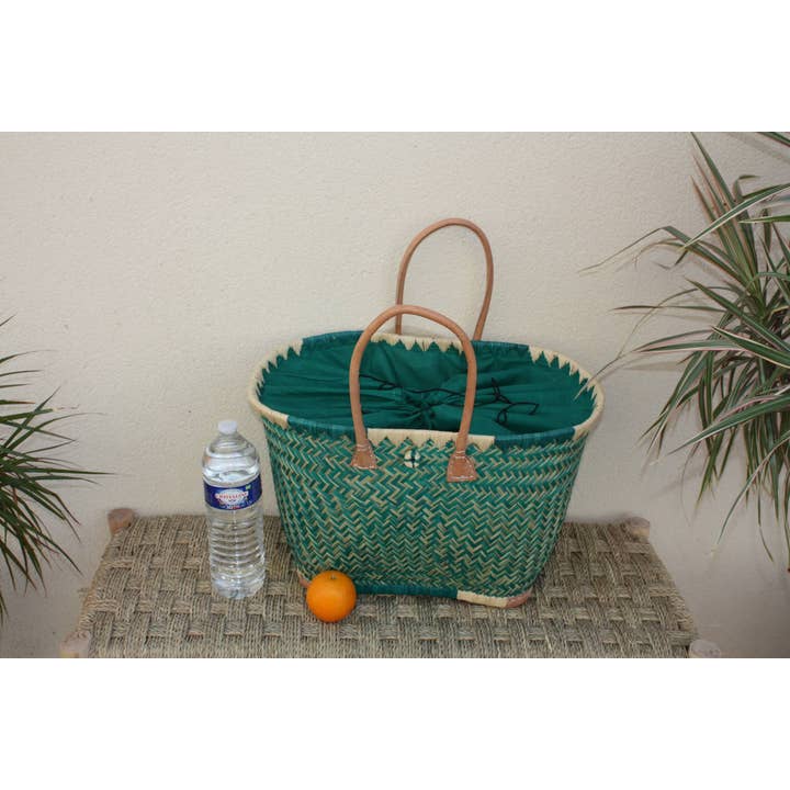 Boutique Huléti - Vendita all'ingrosso Borsa da spiaggia - Borsa Cesta XXL Turchese con Pochette in Tessuto - 3 dimensioni - Shopper per mercato, spiaggia e shopping7