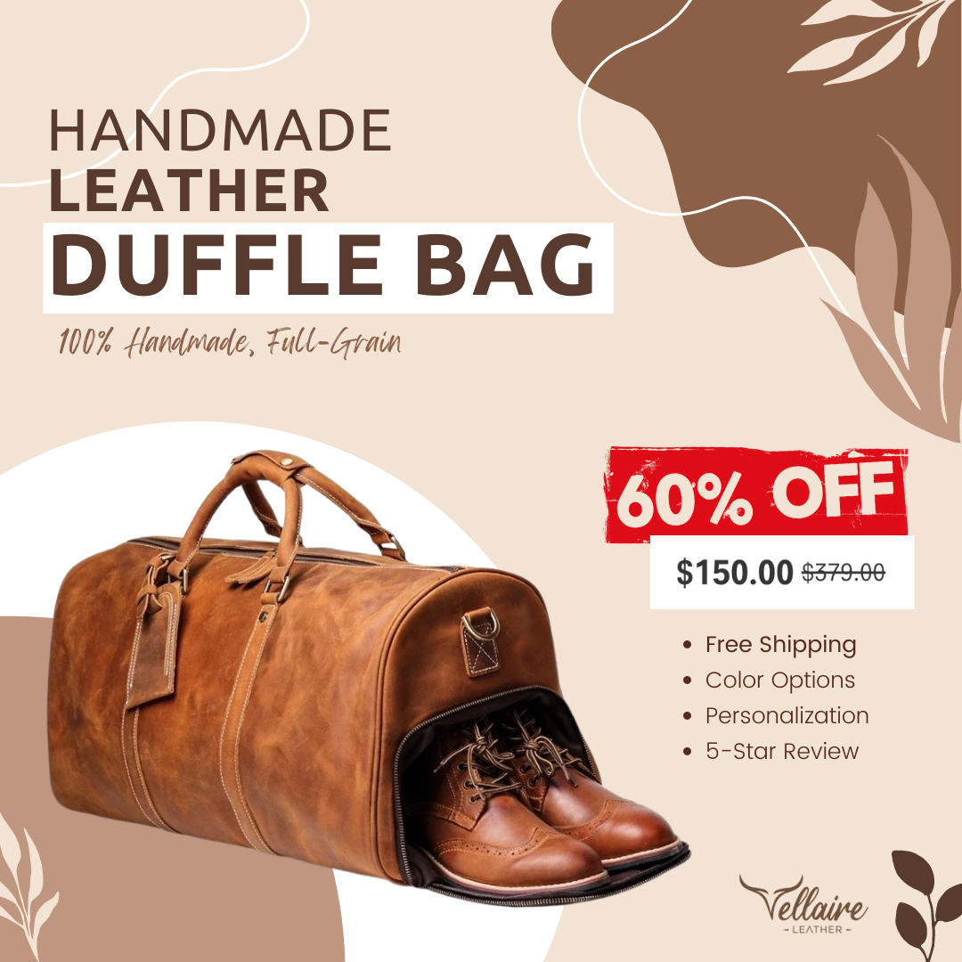 VELLAIRE - Wholesale Weekender Bag - Men's - Personalized Leather Duffle Bag - XLarge10