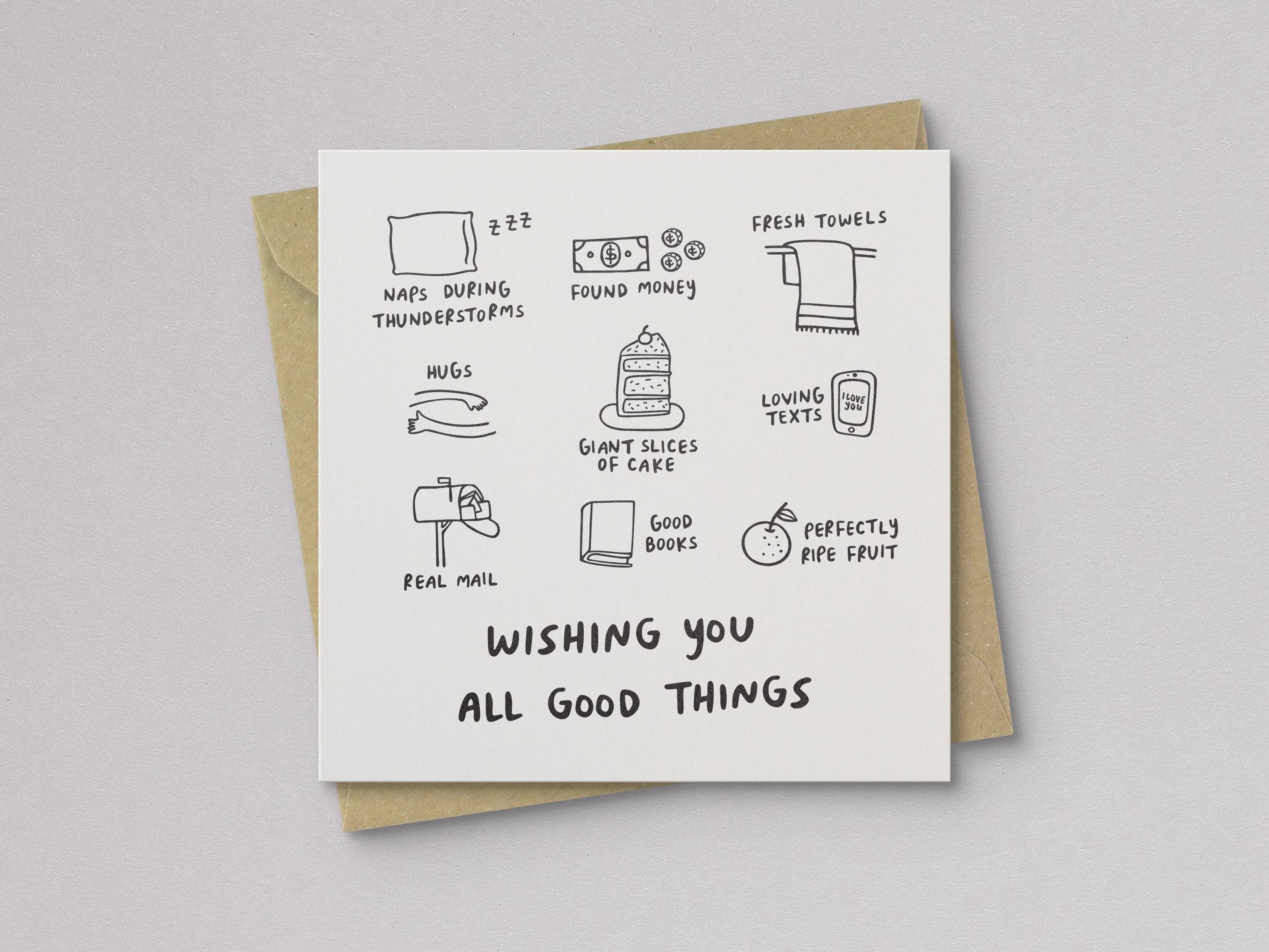 Kwohtations - Wholesale Birthday Card - Wishing You All Good Things Letterpress Birthday Card1