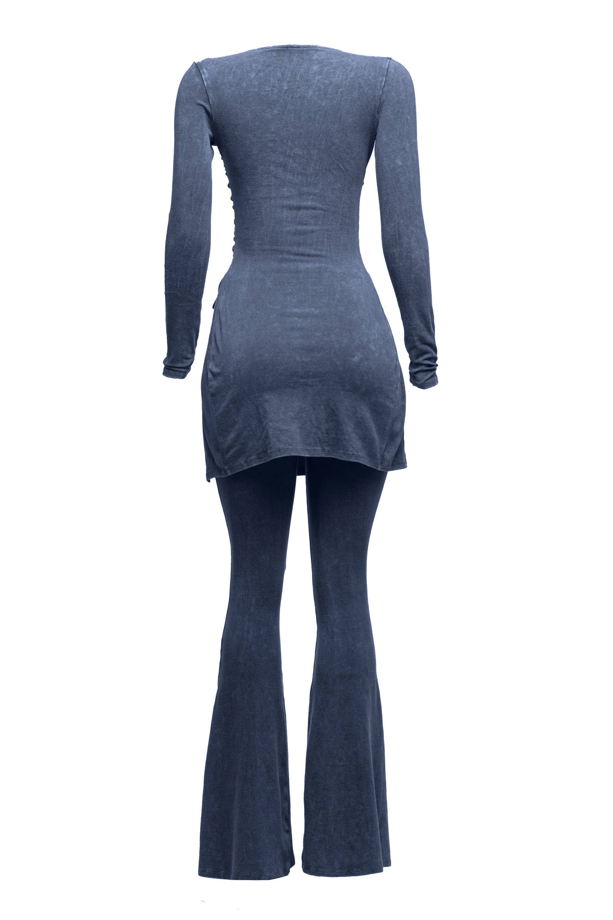 K Too - Wholesale Lounge Set - Women's - Mineral washed long sleeve bell bottom pants set3